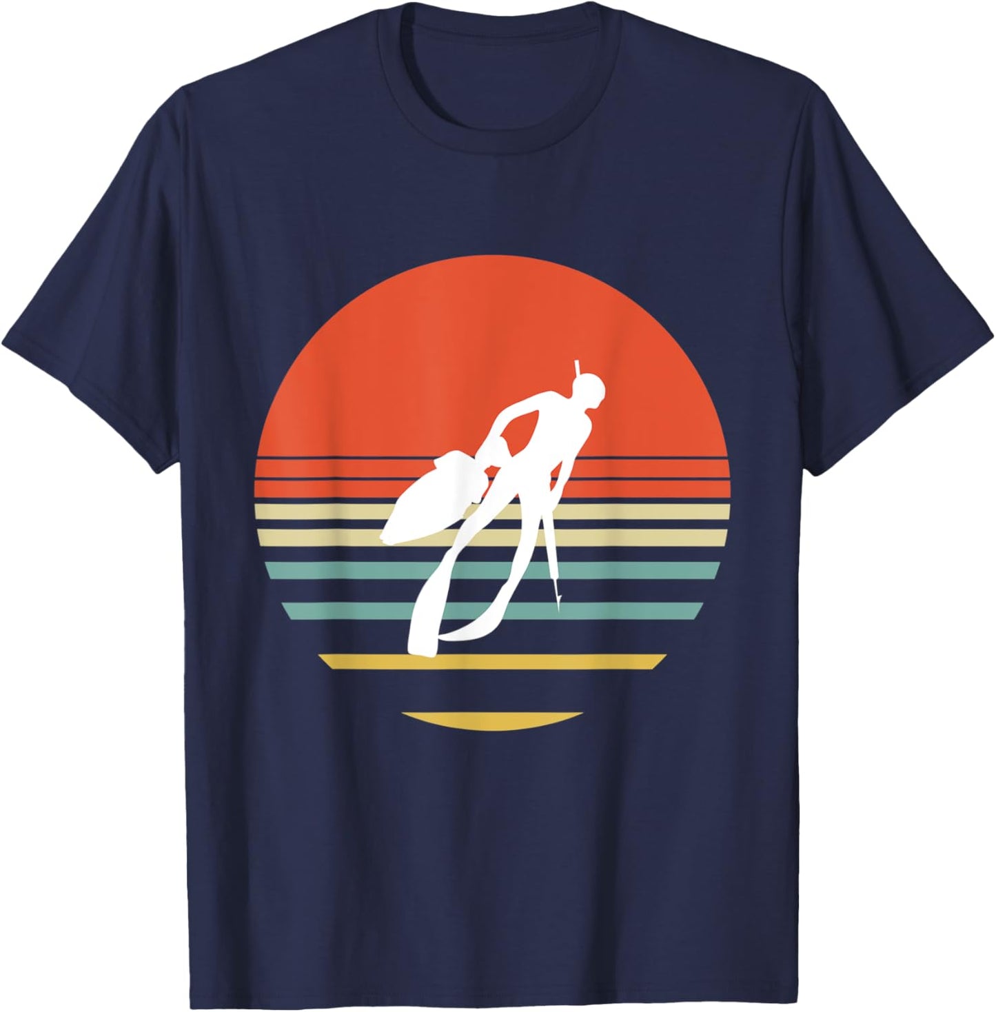 Retro Spearfishing Spearfisher Diving Fishing Scuba Diver T-Shirt - T-Shirt | Navy