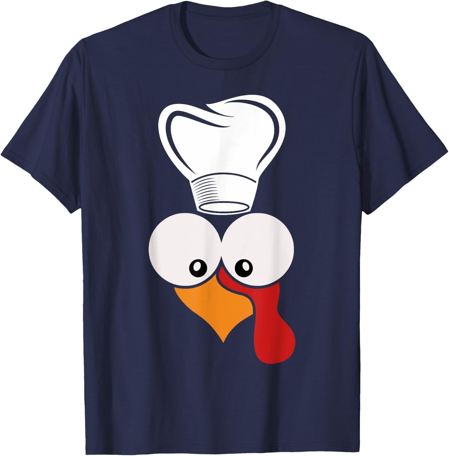 Funny Turkey Face With Chef Hat Thanksgiving Day Matching T-Shirt - T-Shirt | Navy