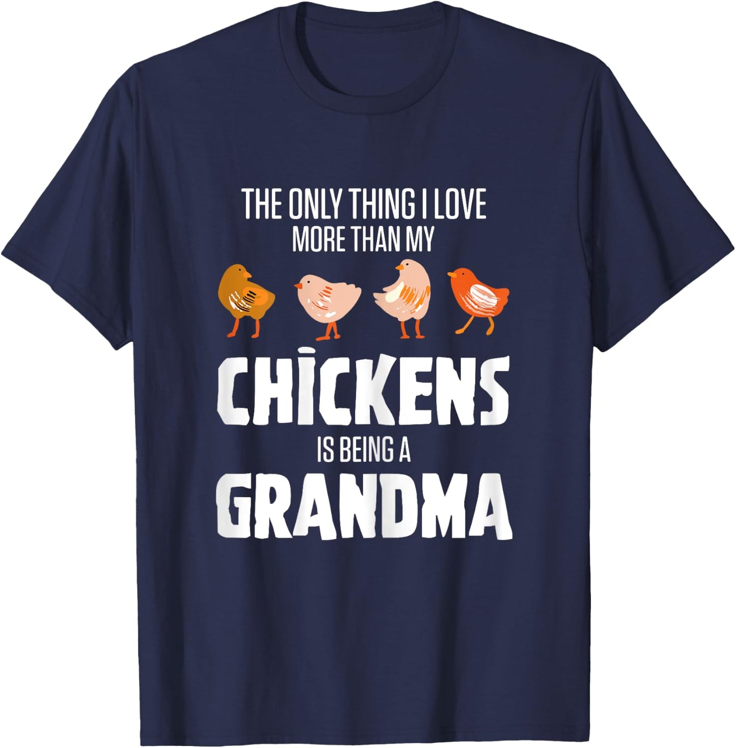 Chicken Breeder Outfits Black Chicken Grandma Modern Letter Print X-Small Female T-Shirt - T-Shirt | Navy