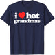 I Love Hot Grandmas Funny 80s Vintage Minimalist Heart T-Shirt - T-Shirt | Navy