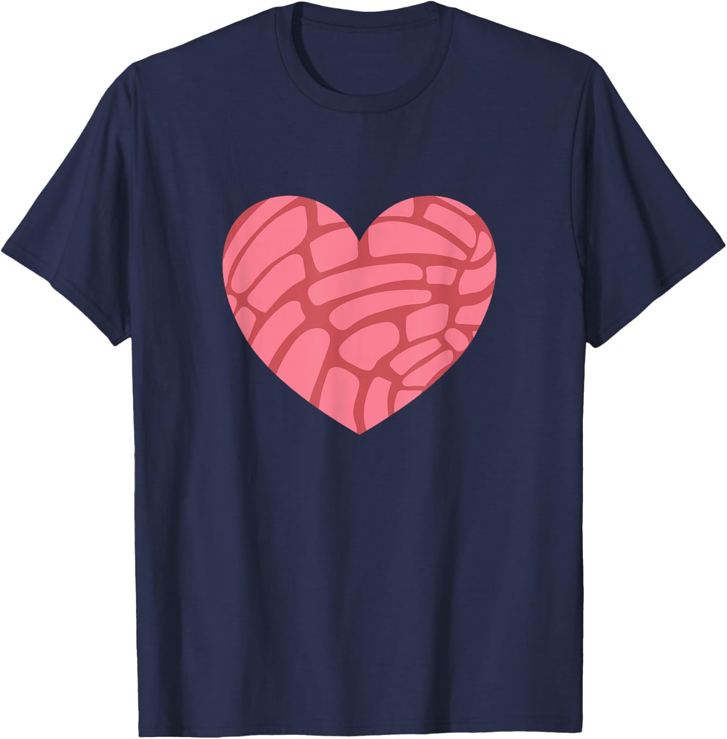 Concha Mexican Sweet Bun Heart T-Shirt - T-Shirt | Navy