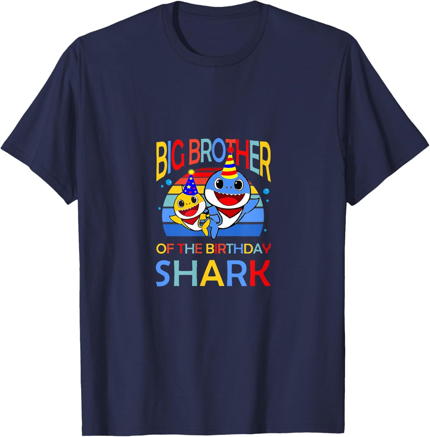 Big Brother Of The Birthday Shark Bro Matching Family T-Shirt - T-Shirt | Navy