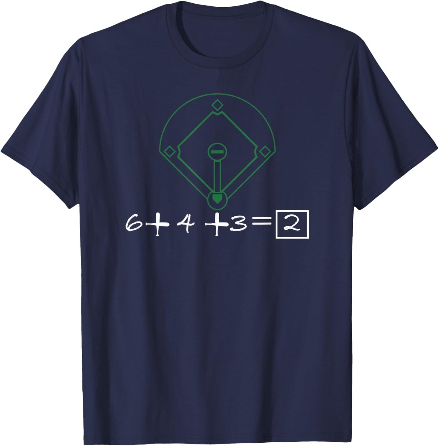 6 4 3 Double Play Funny Baseball Fan Math T-Shirt - T-Shirt | Navy