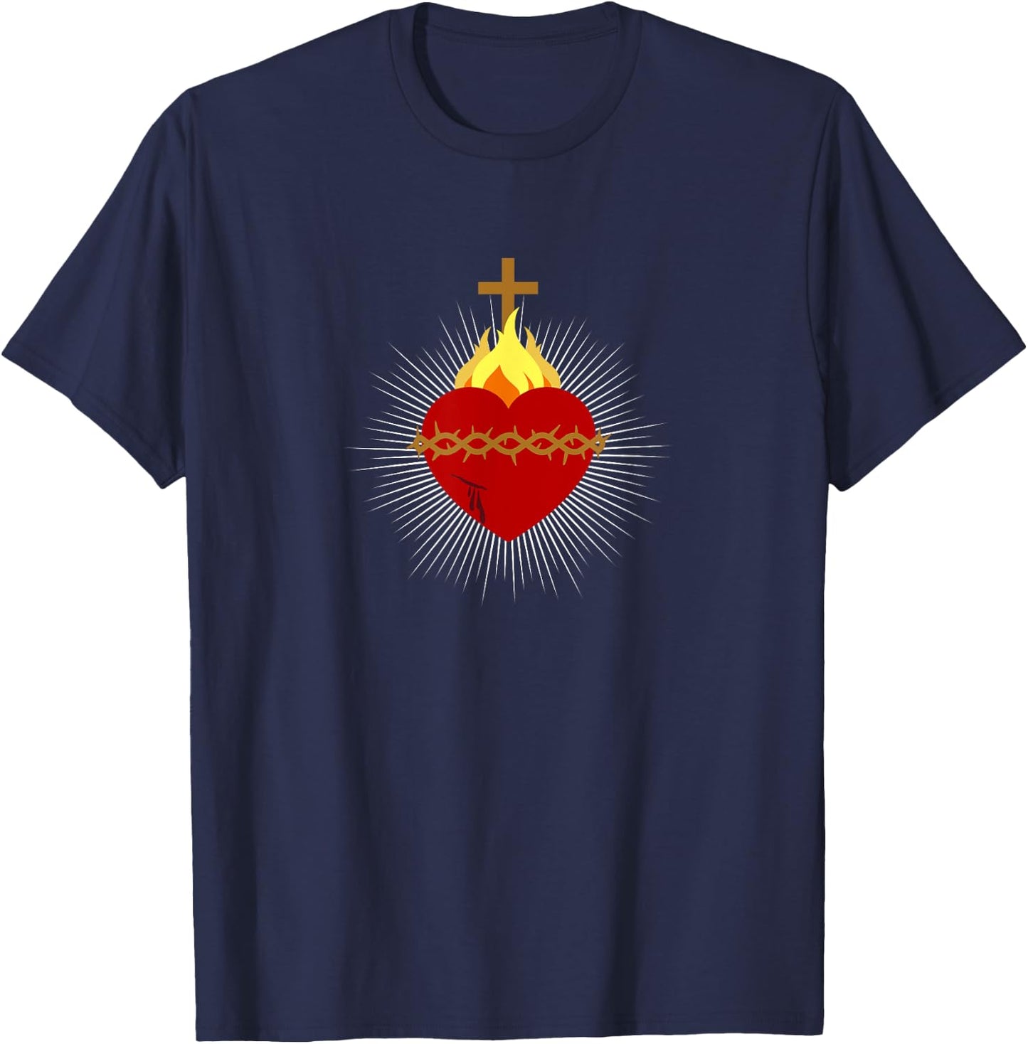 Sacred Heart Of Jesus Catholic Devotion Christian T-Shirt - T-Shirt | Navy