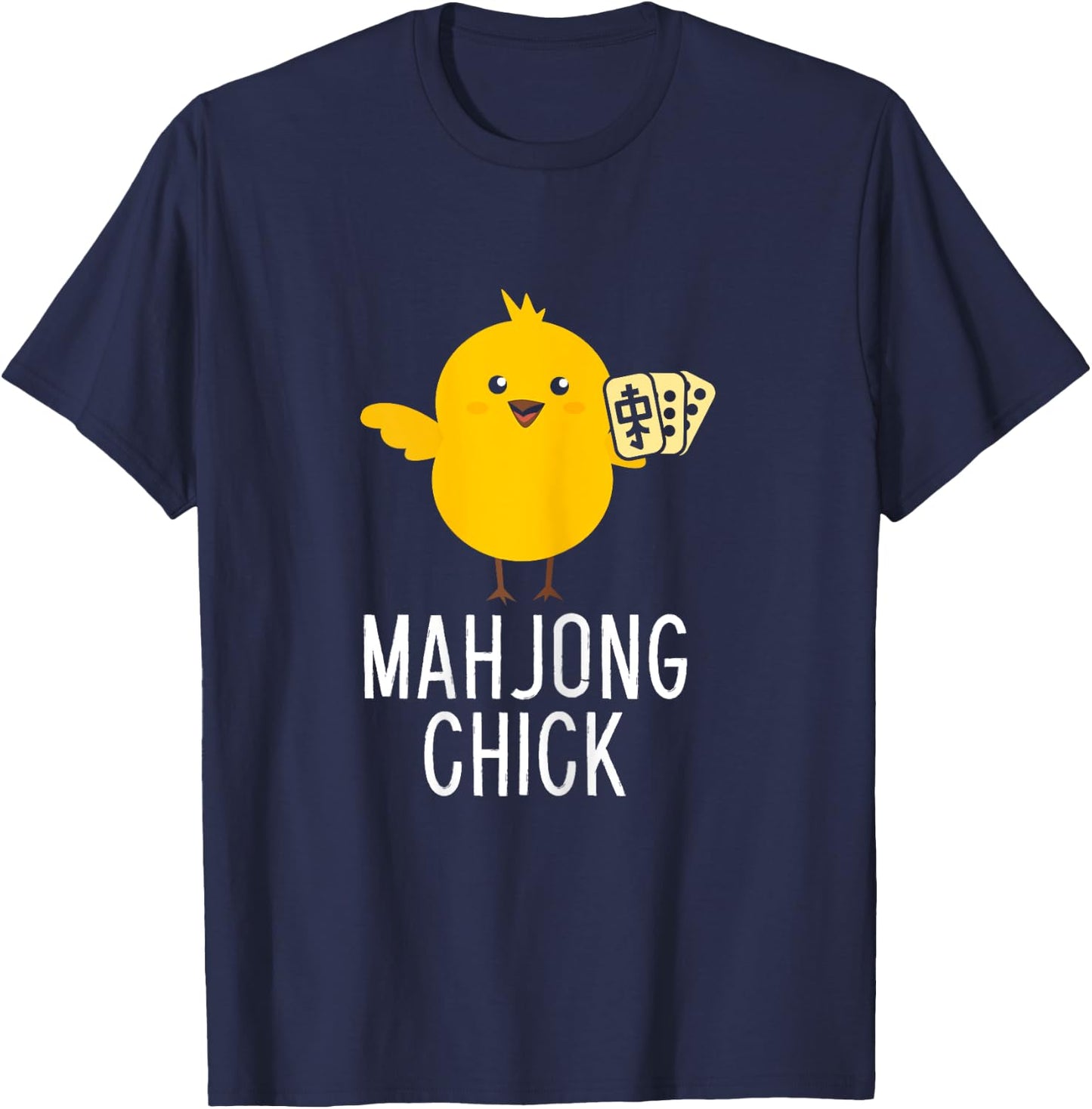 Mahjong Chick Player Board Game Mah-Jongg China Solitaire T-Shirt - T-Shirt | Navy