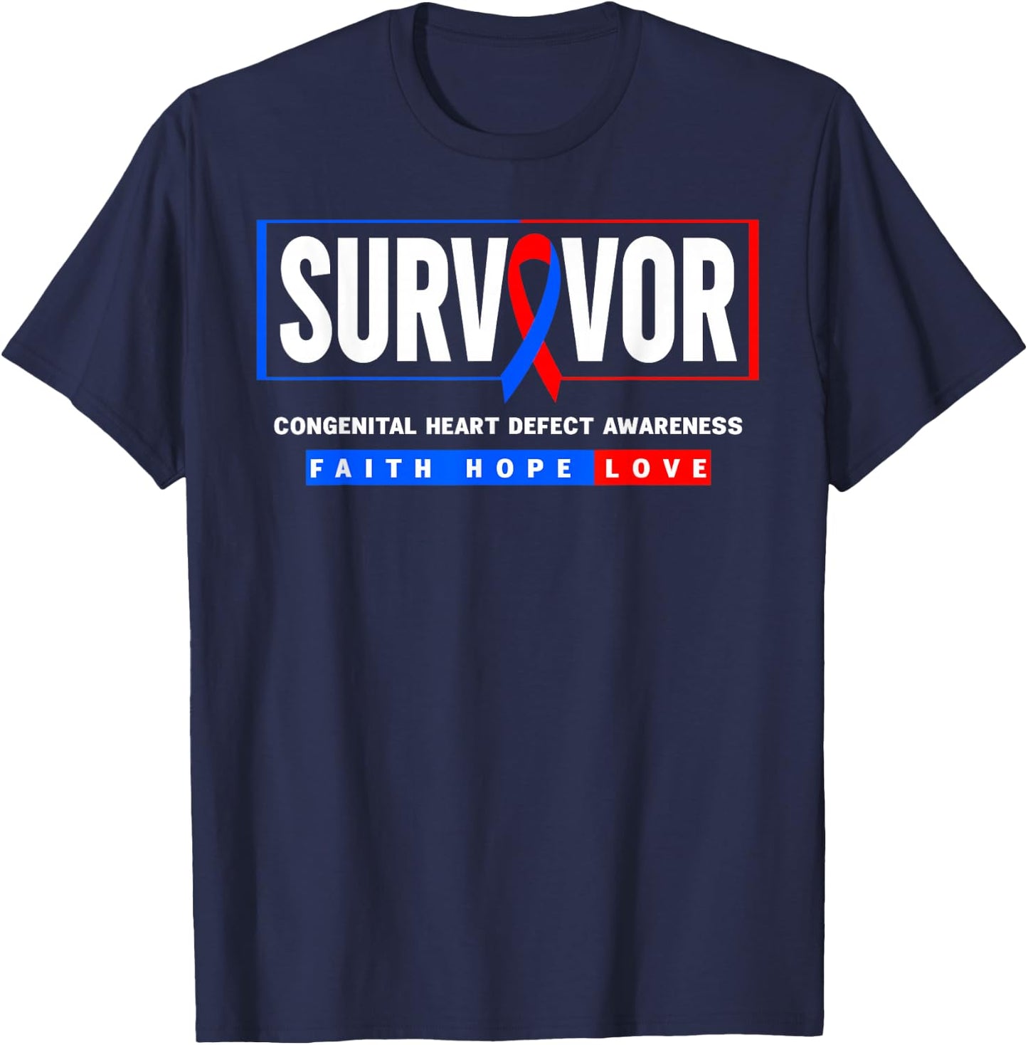 CHD Survivor Shirt - CHD Congenital Heart Defect Awareness T-Shirt - T-Shirt | Navy