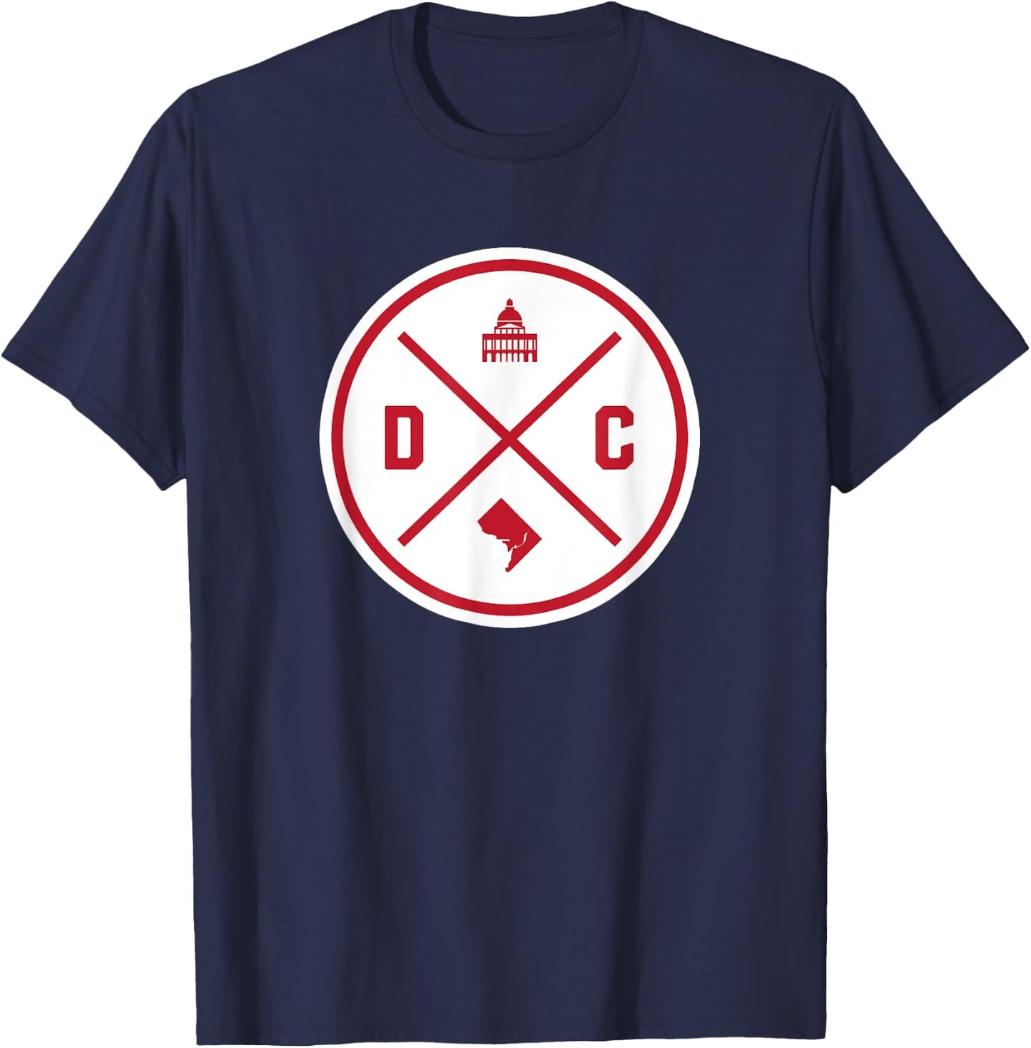 Classic Washington DC Circle Patch Red Design T-Shirt - T-Shirt | Navy
