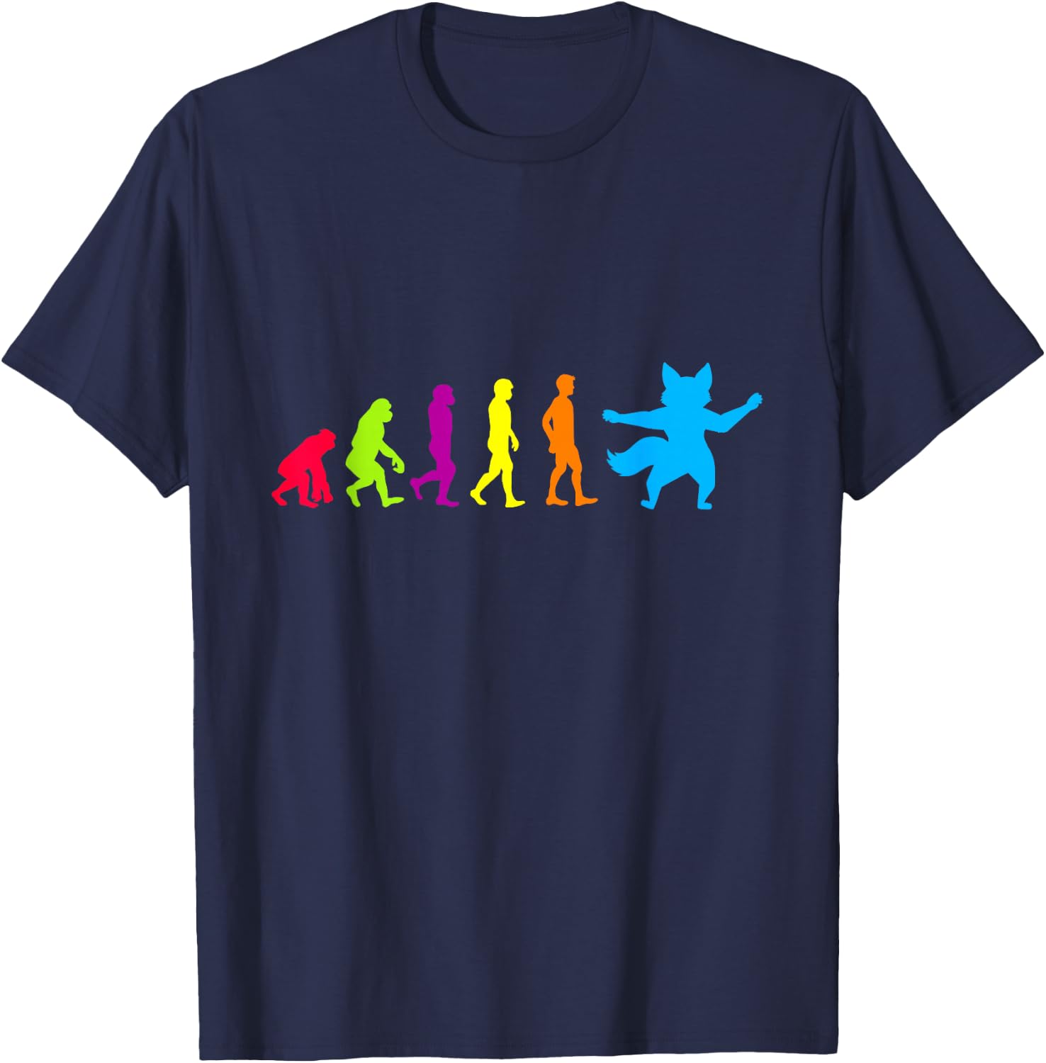 Furry Human Evolution Shirt Furry Shirt Outfit Furries T-Shirt - T-Shirt | Navy