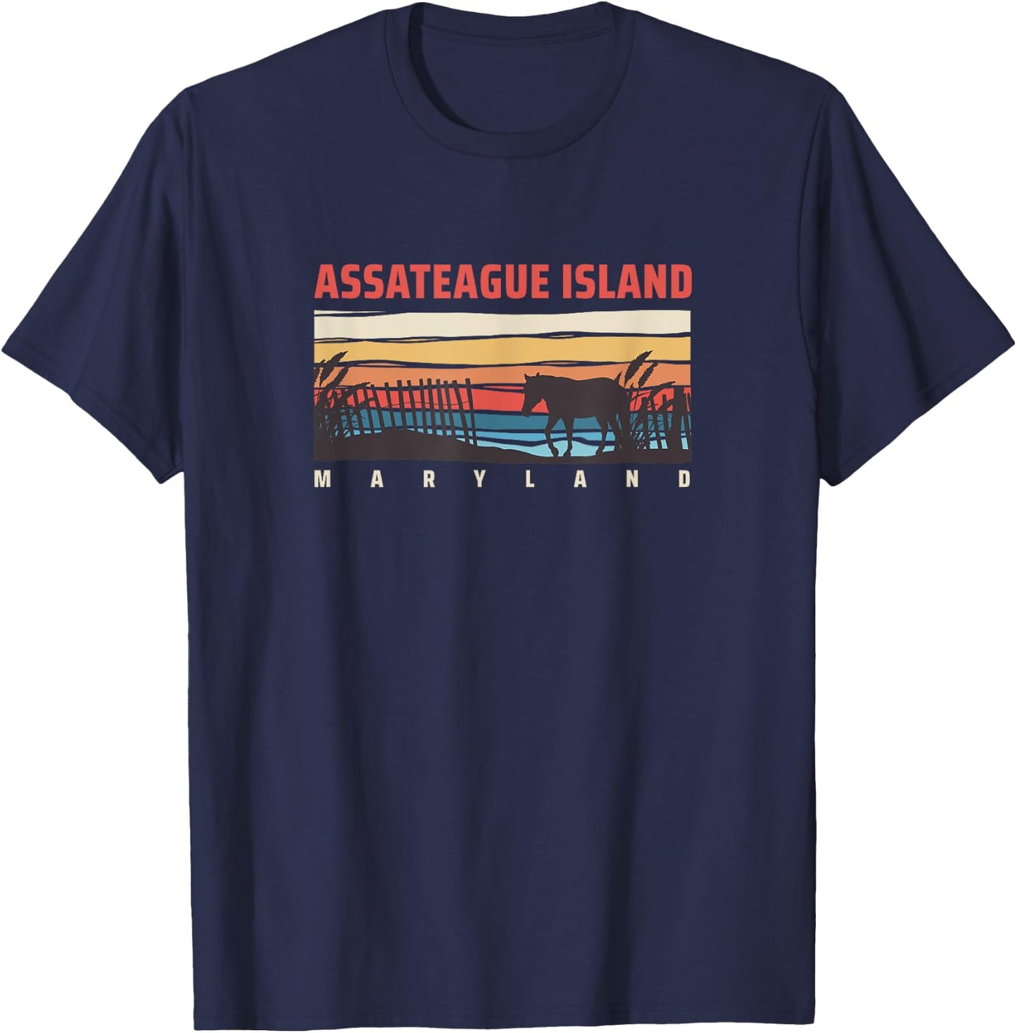 Assateague Island Wild Horse Pony Ponies T-Shirt - T-Shirt | Navy