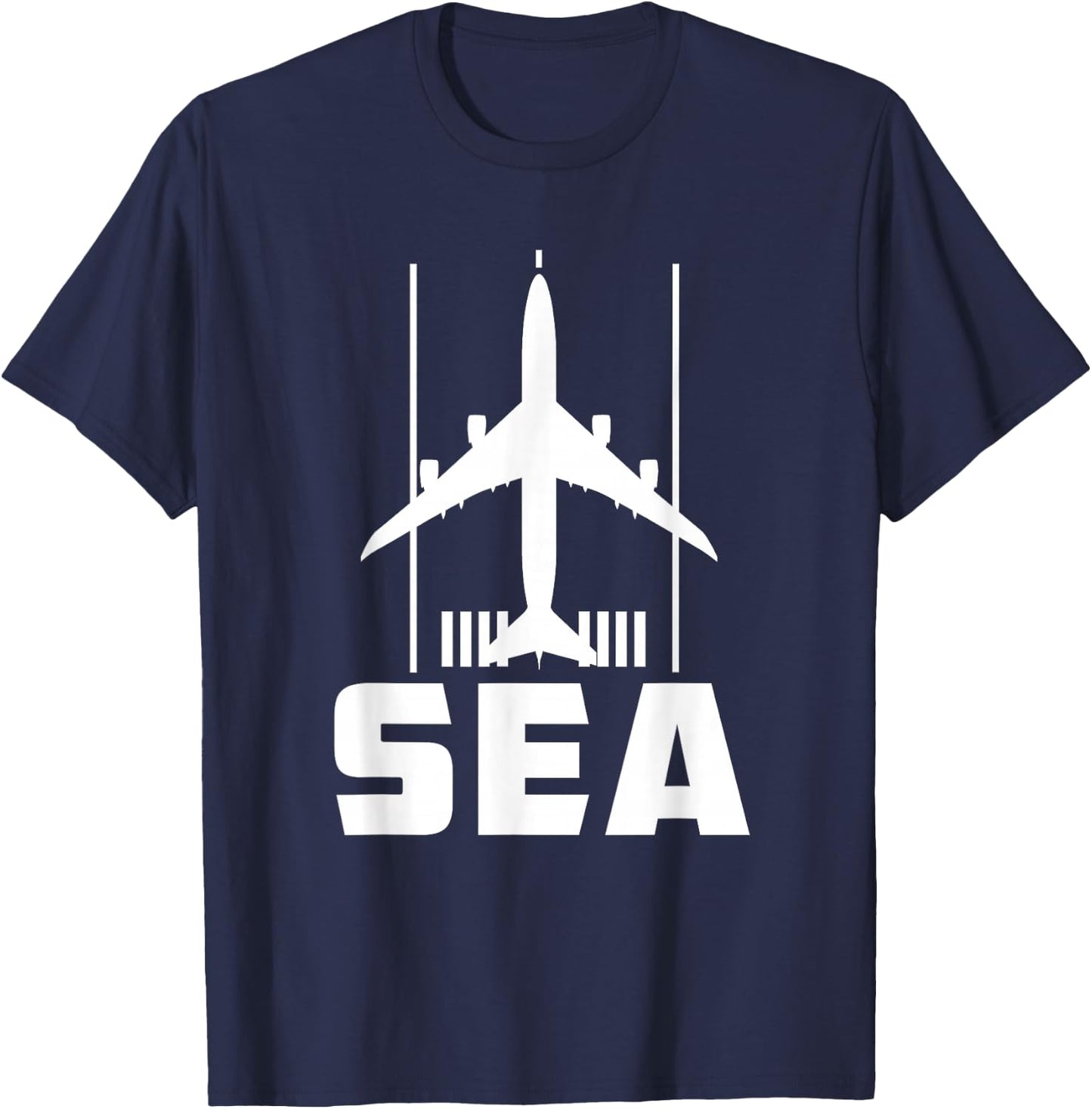 SEA Seattle Tacoma Intl'l Airport B747 Jumbo Jet T-Shirt - T-Shirt | Navy