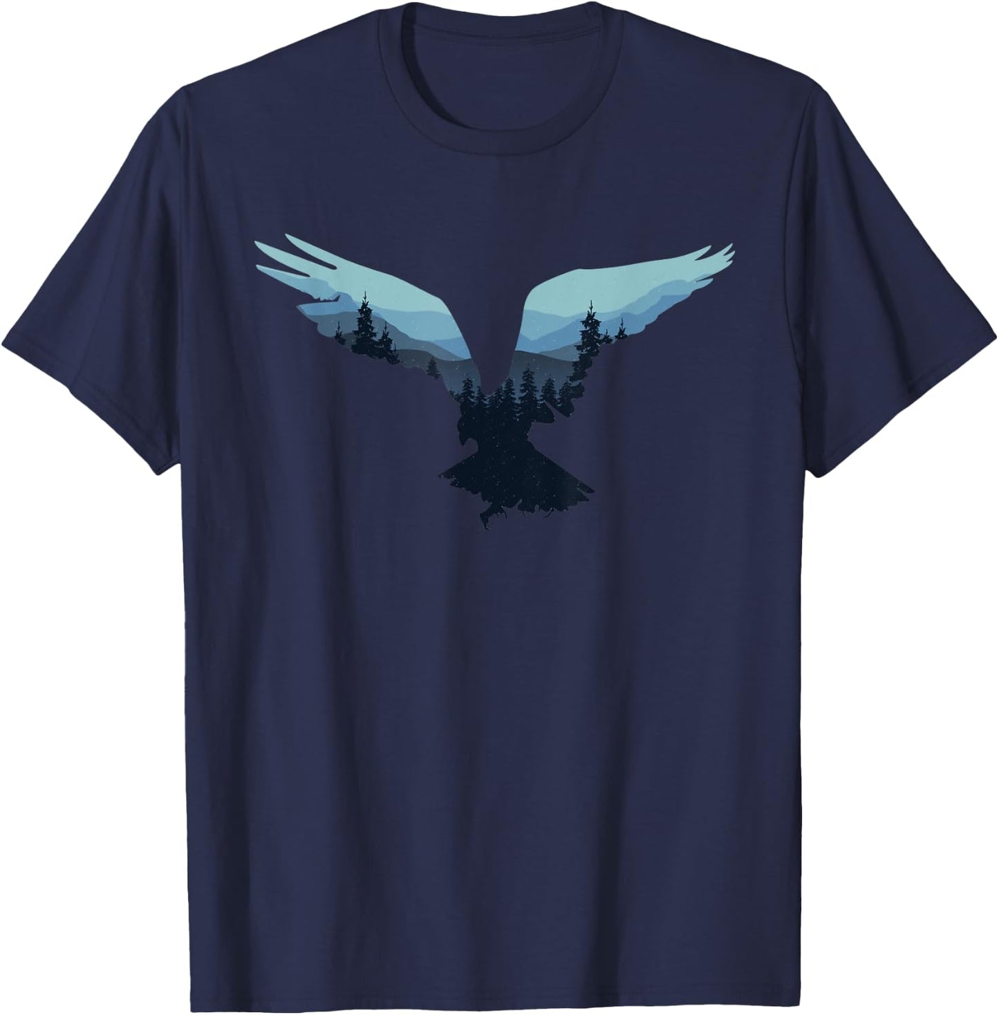 Beautiful Flying Eagle Night Sky Forest Bird Silhouette T-Shirt - T-Shirt | Navy