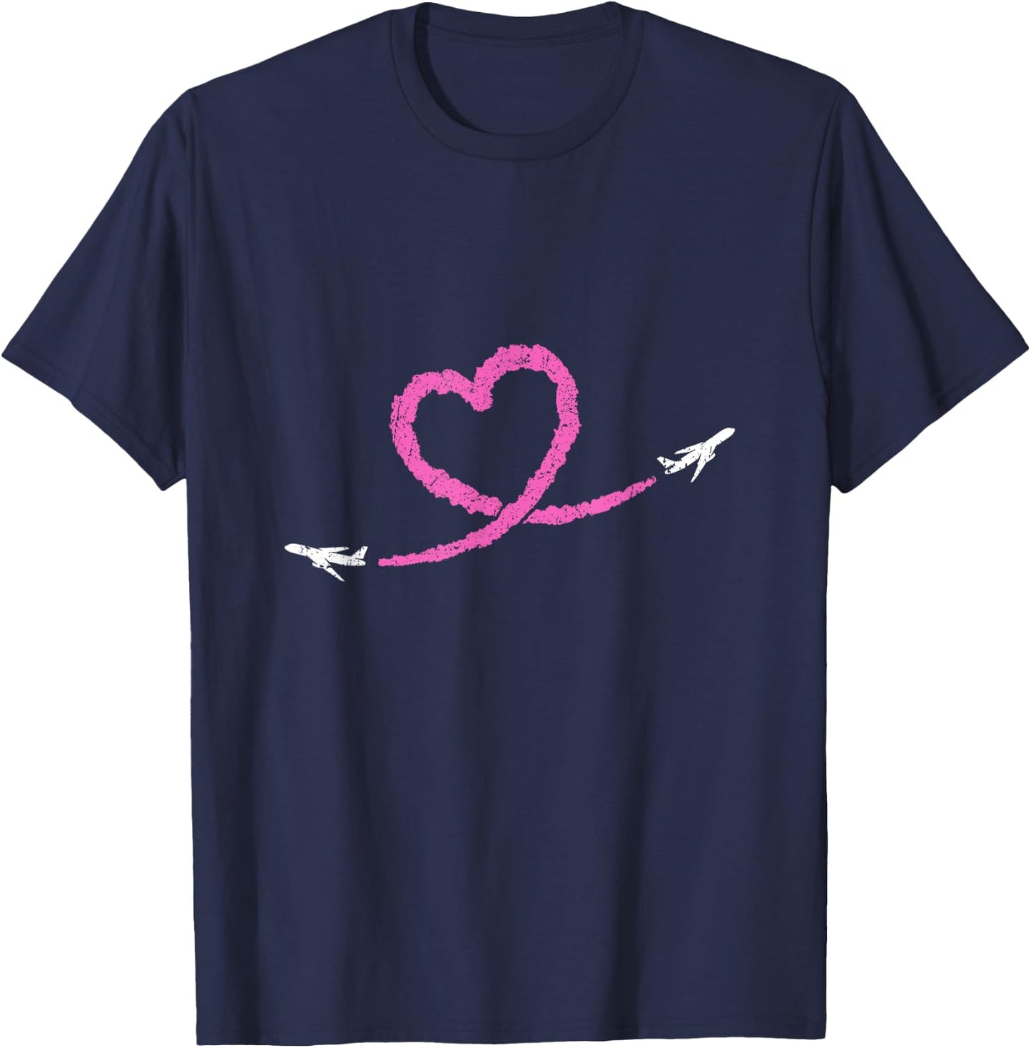 Valentine's Day Heart I Love Planes Flying Planes T-Shirt - T-Shirt | Navy