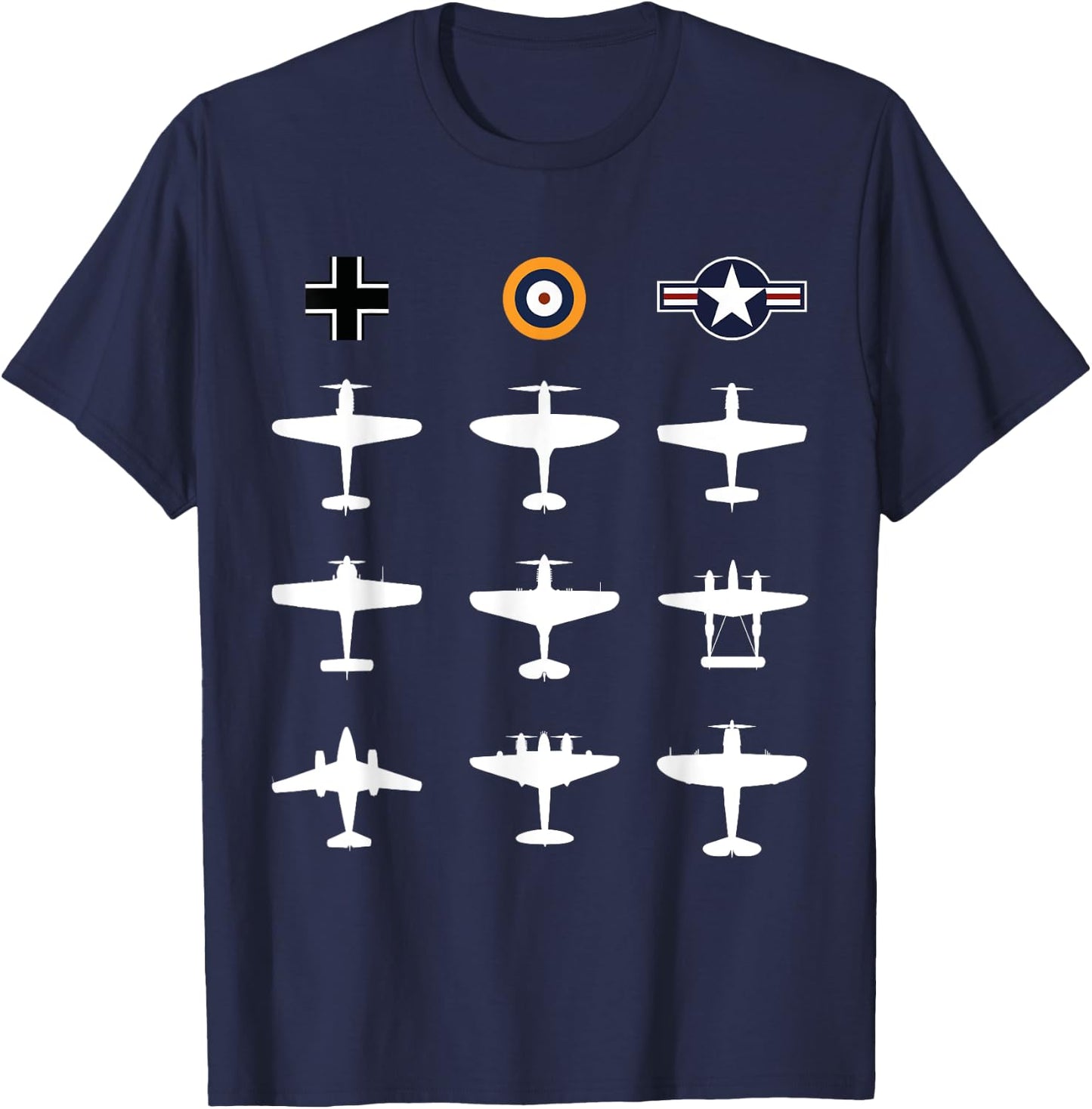 WW2 Warbird GATHERING Messerschmitt Mustang Spitfire Gift T-Shirt - T-Shirt | Navy