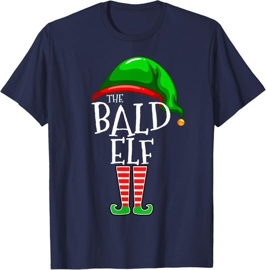 The Bald Elf Family Matching Group Christmas Gift Men Funny T-Shirt - T-Shirt | Navy