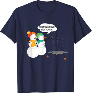 Funny Snowman Menopause Christmas Hot Flash T-Shirt - T-Shirt | Navy