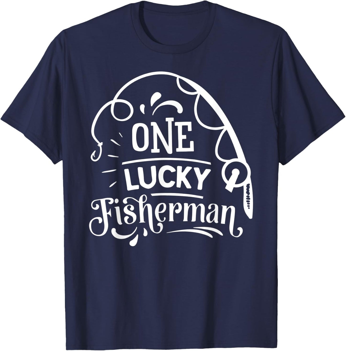 One Lucky Fisherman Matching Couples Fishing T-Shirt - T-Shirt | Navy