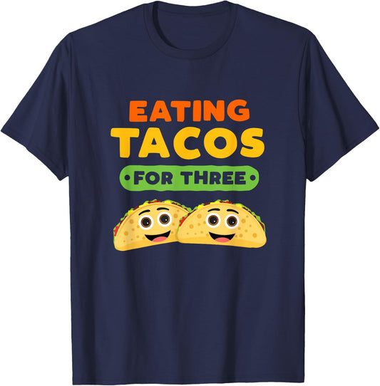 Eating Tacos For Three Pregnancy Twins Cinco De Mayo Baby T-Shirt - T-Shirt | Navy