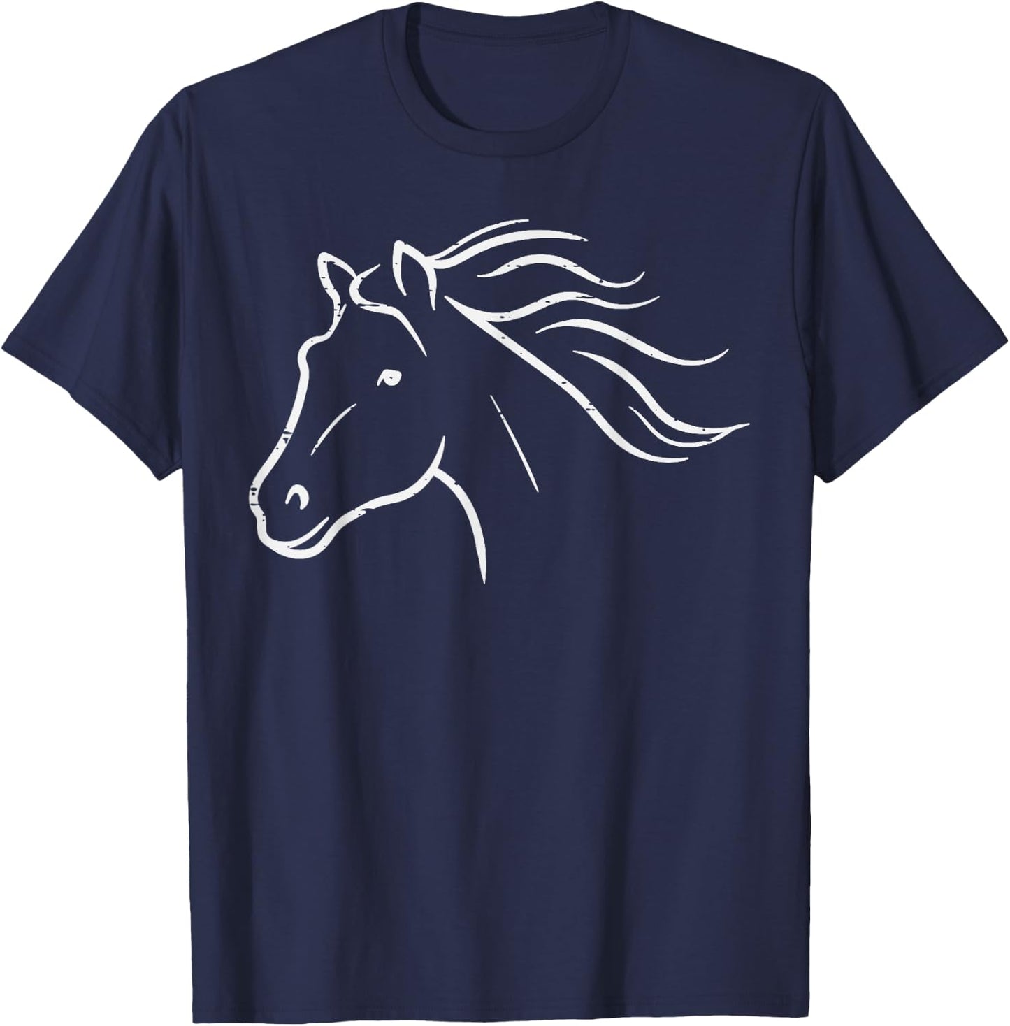 Minimal Horse Head Animal Riding Equestrian Men Women Kids T-Shirt - T-Shirt | Navy