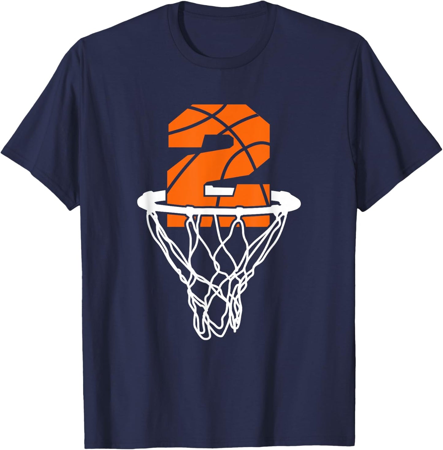 Cool Number Two Birthday Basketball Gift Shirt, Basketball T-Shirt - T-Shirt | Navy