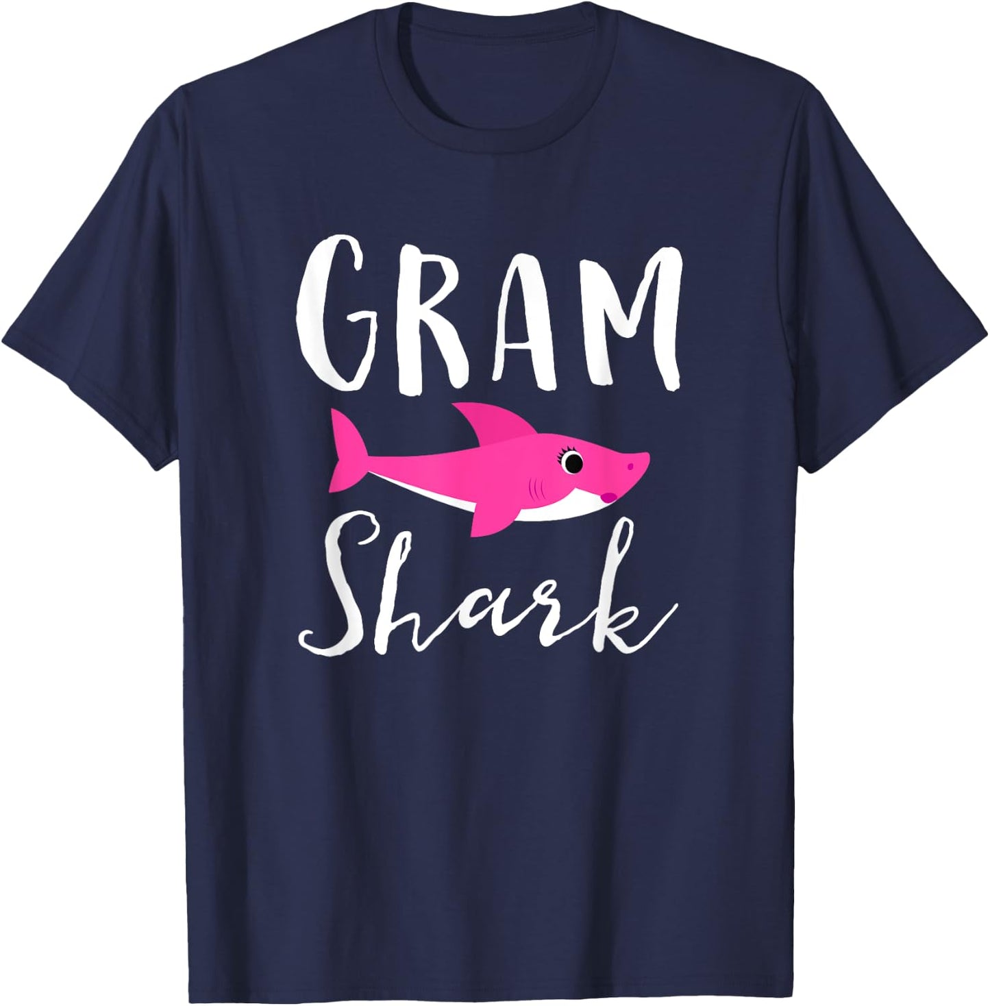 Gram Shark Grandma Grandmother Pink Shark Graphic T-Shirt - T-Shirt | Navy