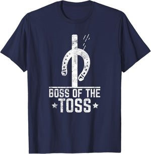 Boss Of The Toss Horseshoe Pitching Horseshoes Throwing T-Shirt - T-Shirt | Navy