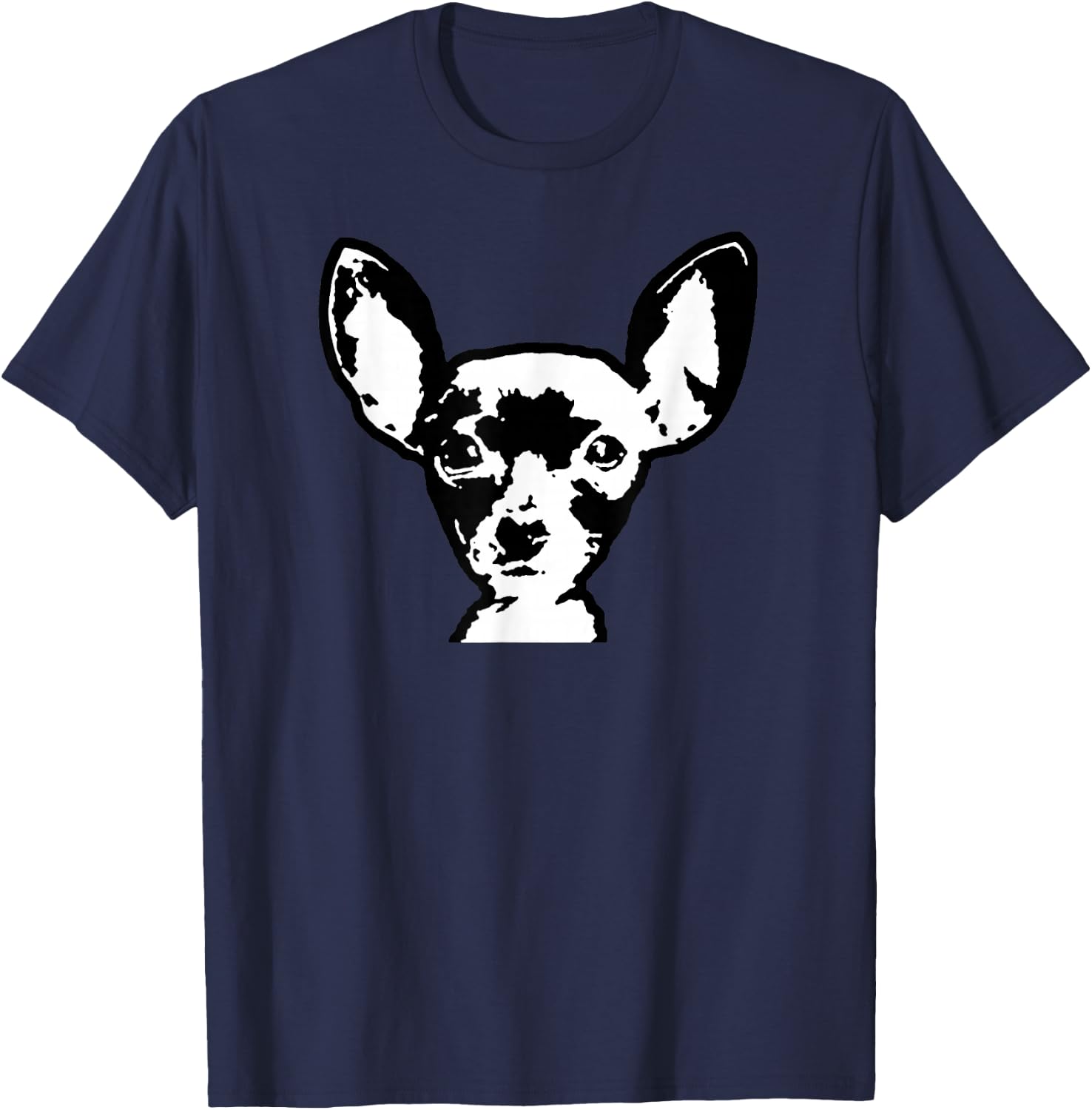 Chihuahua Shirt Black & White Dog Art Face Women Girls Kids T-Shirt - T-Shirt | Navy