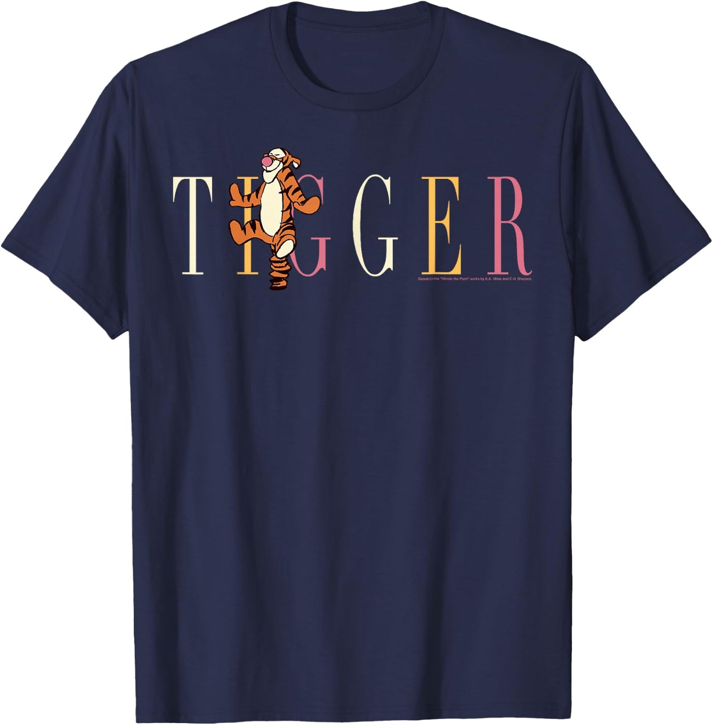 Disney Winnie The Pooh Tigger Simple Text T-Shirt - T-Shirt | Navy
