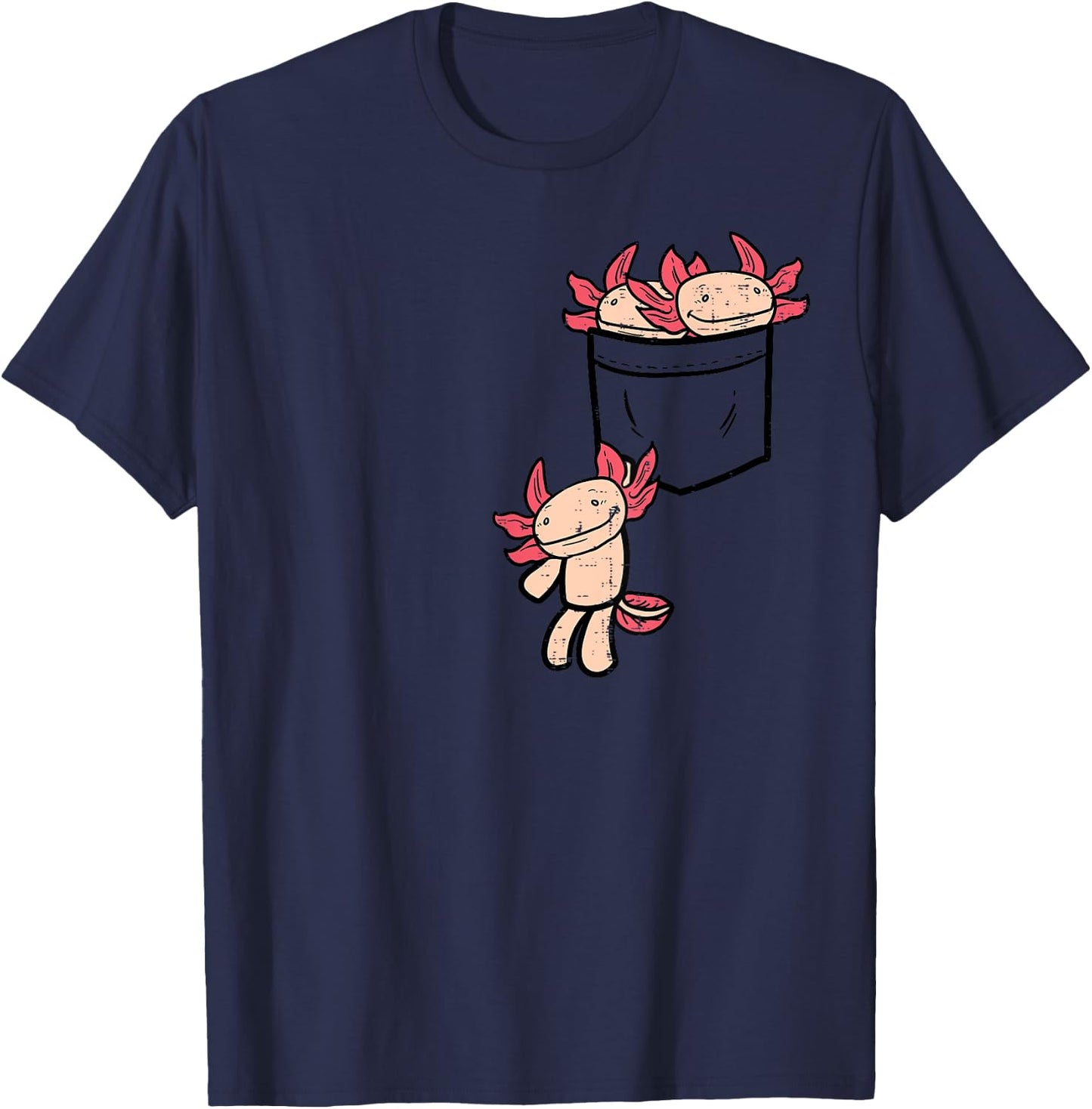 Pocket Axolotls Cute Salamander Pet Owner Men Women Kids T-Shirt - T-Shirt | Navy