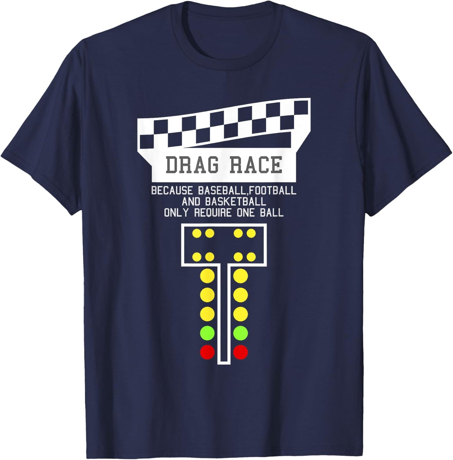 Drag Racing | Car Shirt | Racing - Adults, Black, Small, Short Sleeve, , Sports, Christmas T-Shirt - T-Shirt | Navy