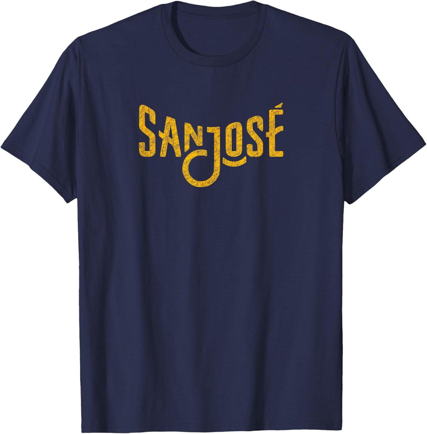 San Jose Logo Distressed (Yellow) - San Jose, California T-Shirt - T-Shirt | Navy