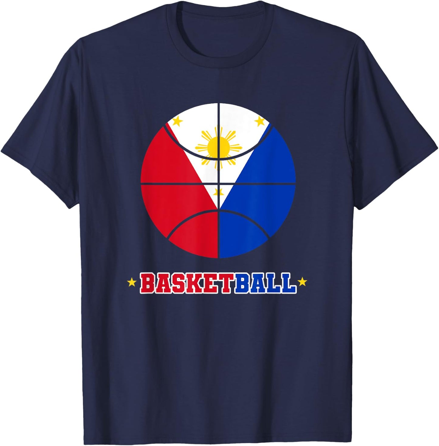 Philippines Filipino Sport Basketball Basket Ball Proud Flag T-Shirt - T-Shirt | Navy