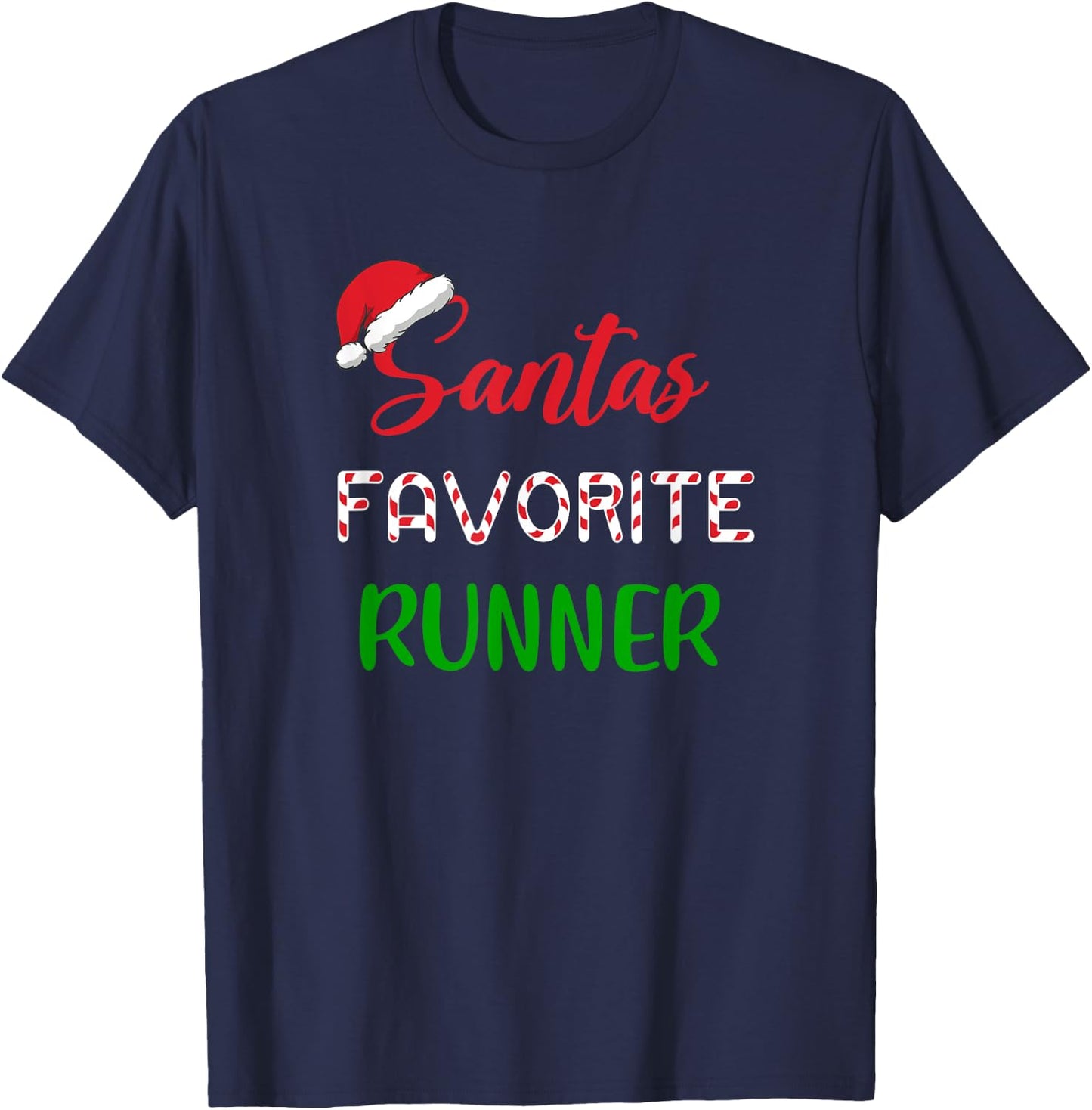 Santa's Favorite Runner Christmas Cross Country T-Shirt - T-Shirt | Navy