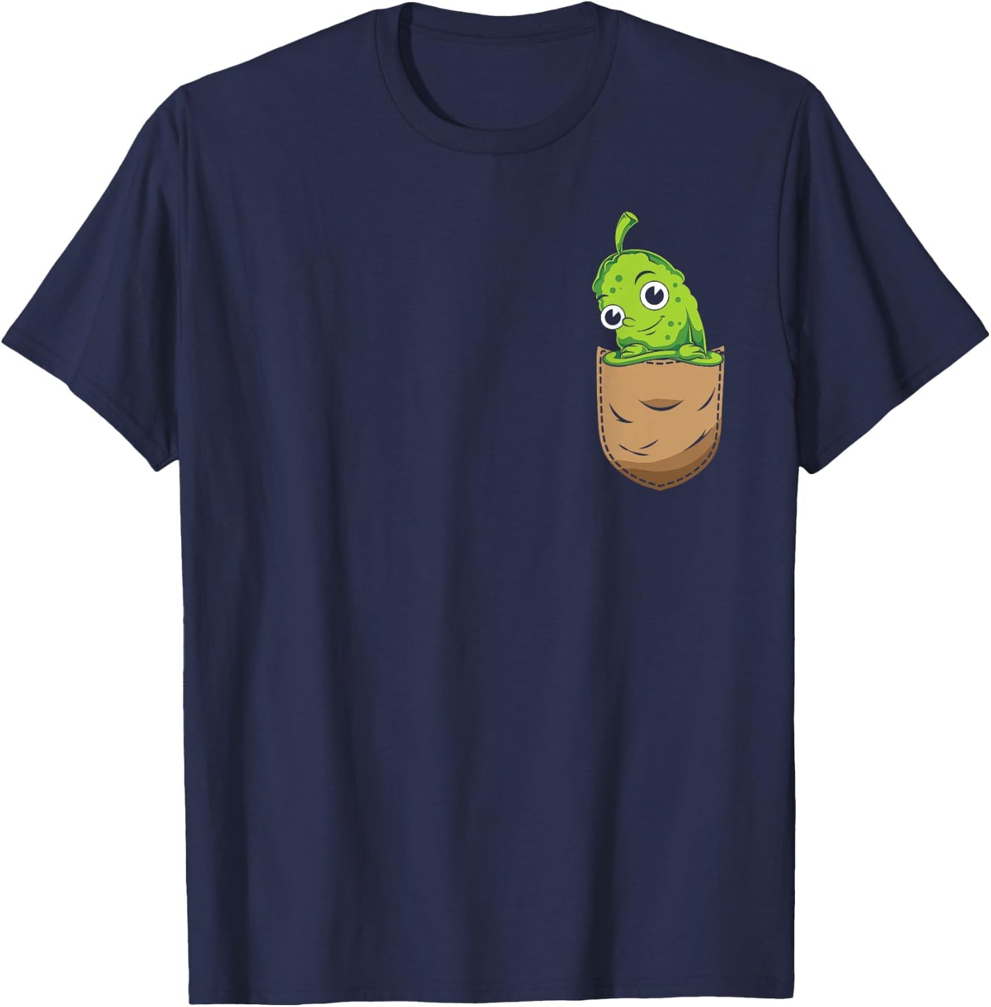 Cute Pocket Pickle Cucumber Vegetable Lover Funny Pickle T-Shirt - T-Shirt | Navy