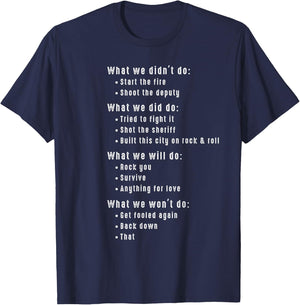 Funny 80s Rock Songs Music Lyrics Eighties 70s Rocker T-Shirt - T-Shirt | Navy