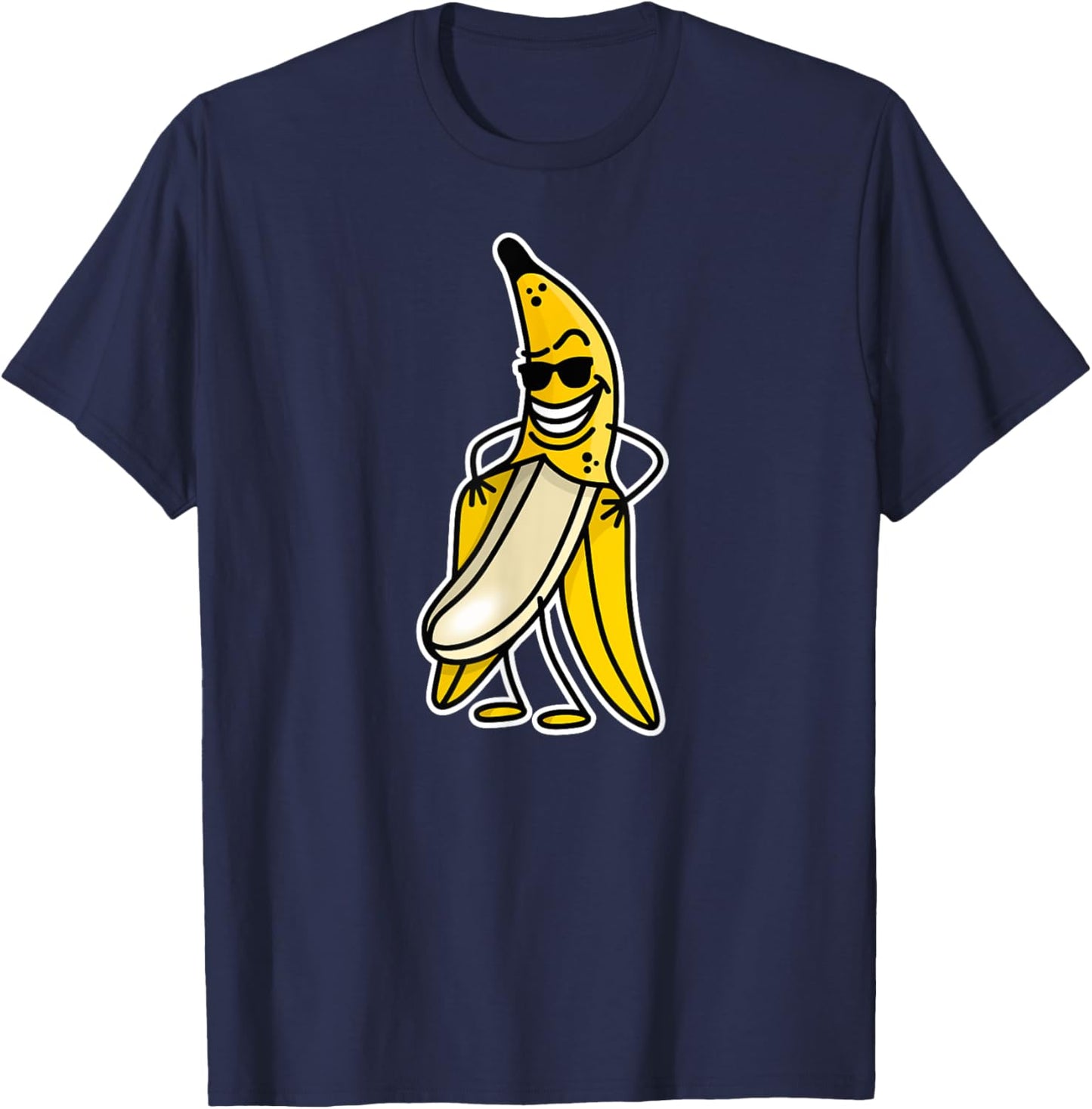 Funny naked banana flashing banana stripper streaker cartoon T-Shirt - T-Shirt | Navy