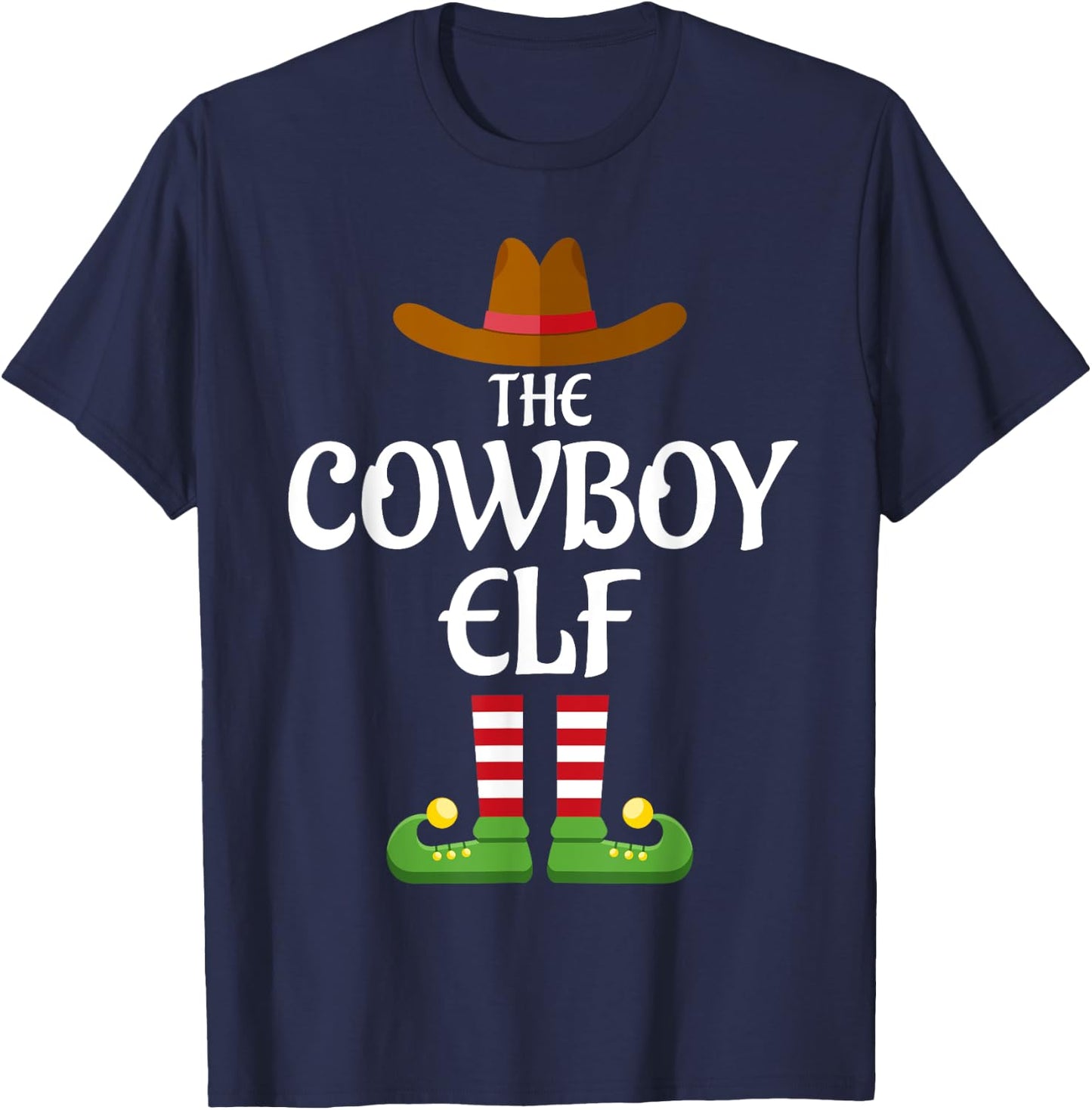 Cowboy Elf Family Matching Group Christmas Country T-Shirt - T-Shirt | Navy