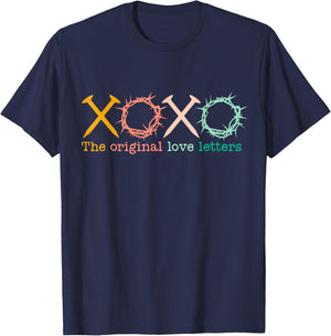 XOXO The Original Love Letters, Christian Pastel, Easter Day T-Shirt - T-Shirt | Navy