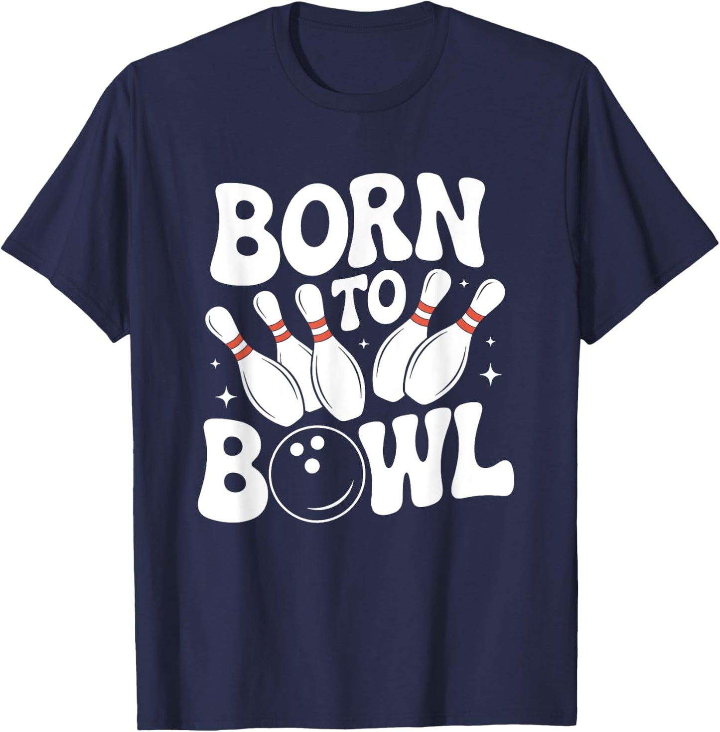 Born To Bowl Retro Bowling Bowler T-Shirt - T-Shirt | Navy