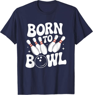 Born To Bowl Retro Bowling Bowler T-Shirt - T-Shirt | Navy