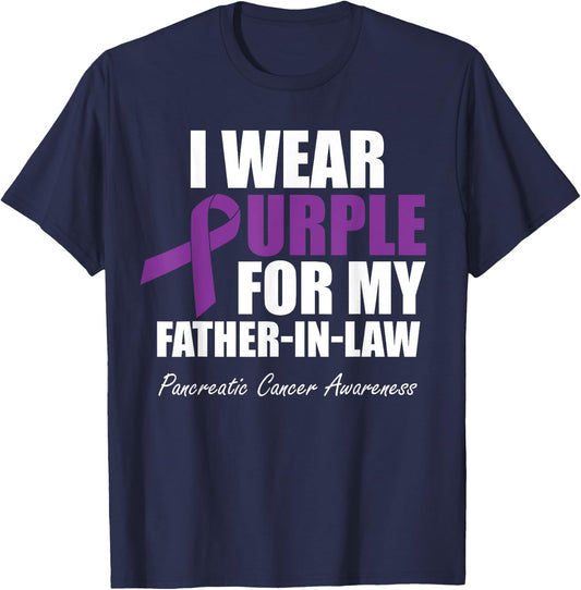 Pancreatic Cancer I Wear Purple For My Father-In-Law T-Shirt - T-Shirt | Navy