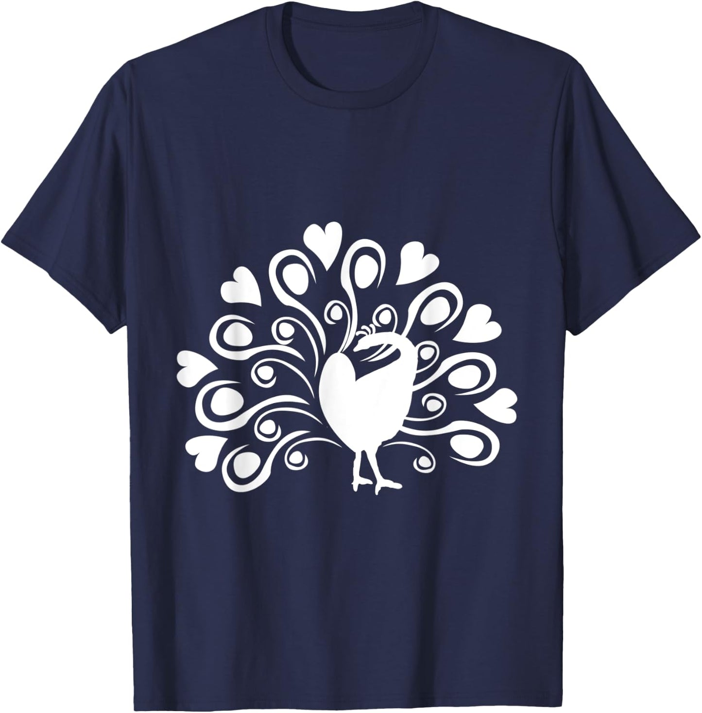 Peacock Butterfly With Heart Plumage Bird Lover Bird T-Shirt - T-Shirt | Navy