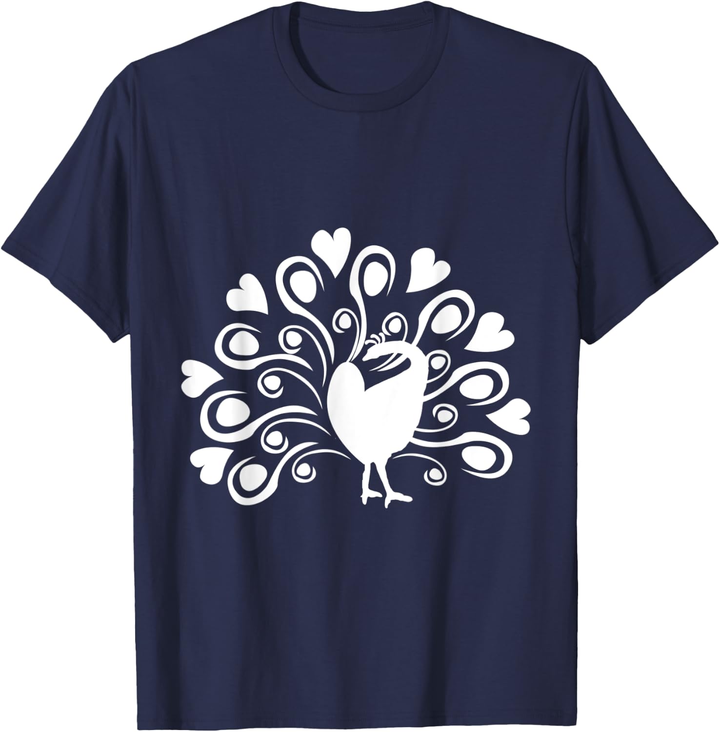 Peacock Butterfly With Heart Plumage Bird Lover Bird T-Shirt - T-Shirt | Navy