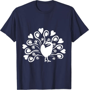 Peacock Butterfly With Heart Plumage Bird Lover Bird T-Shirt - T-Shirt | Navy