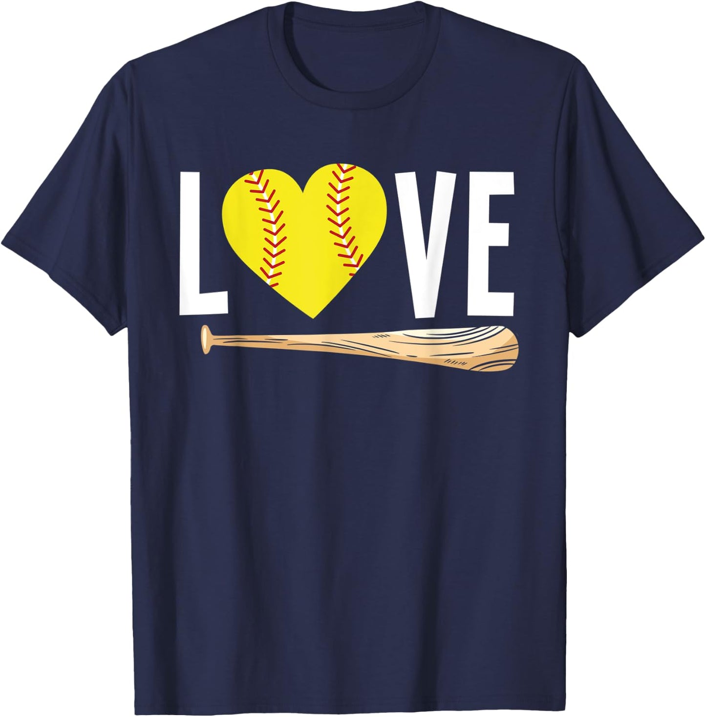 Love Softball Player Girls Teens Funny Softball T-Shirt - T-Shirt | Navy