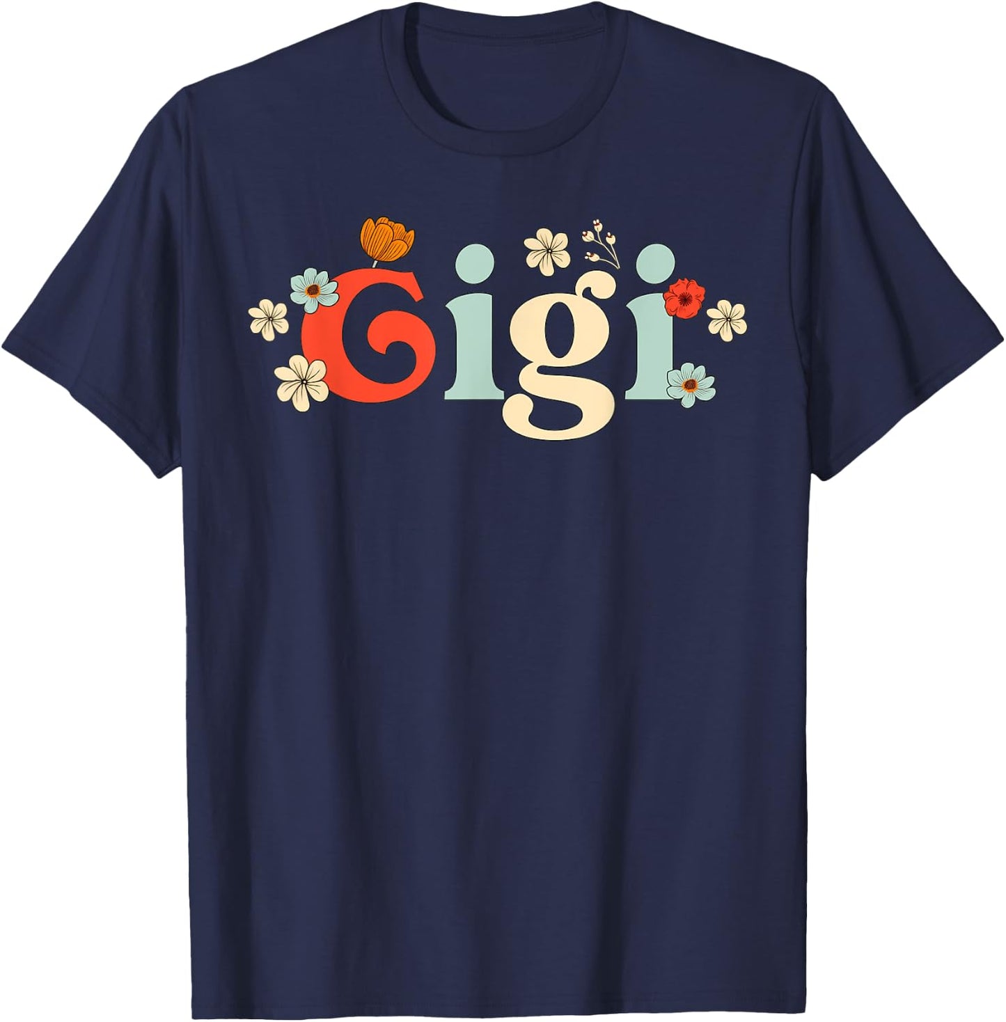 Gigi Floral Wildflower for New Gigi Grandma Flowered Women T-Shirt - T-Shirt | Navy