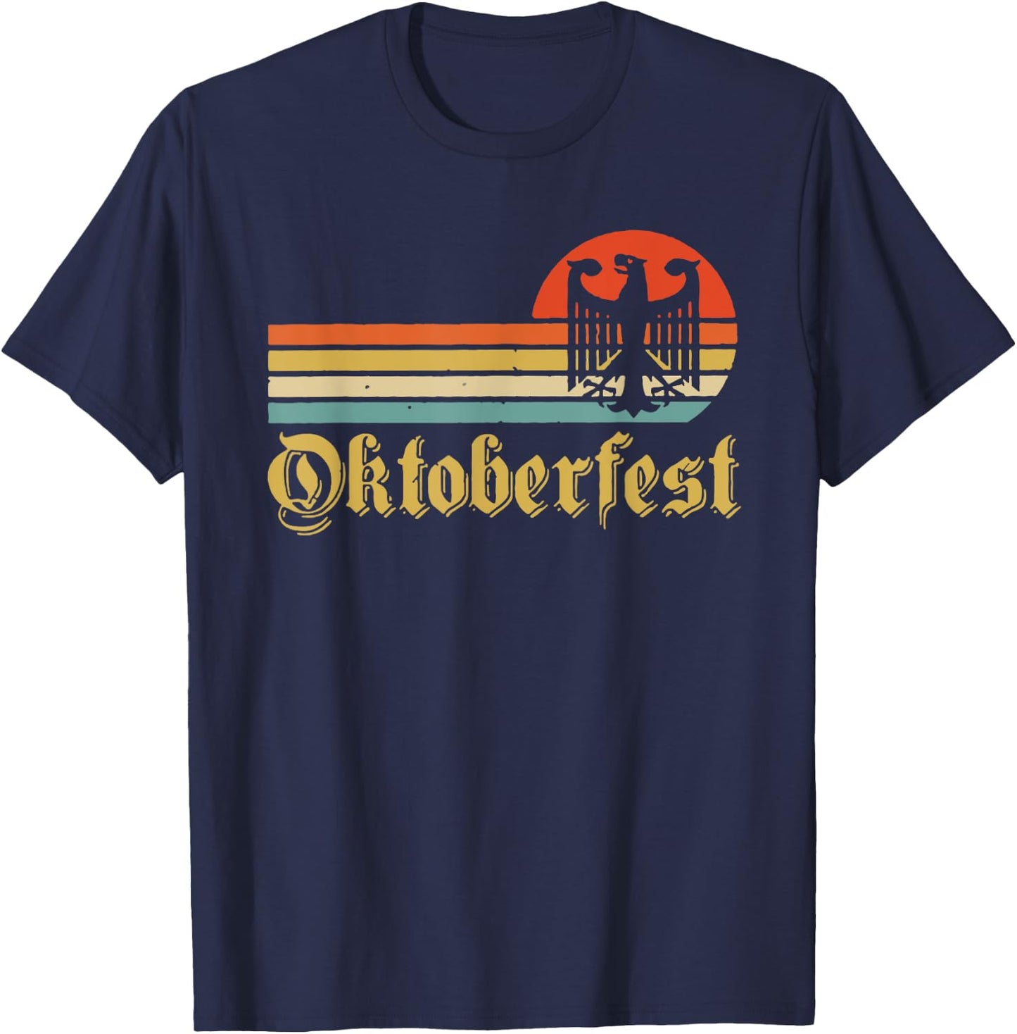 Vintage Oktoberfest Men Women German Flag Beer Drinking T-Shirt - T-Shirt | Navy