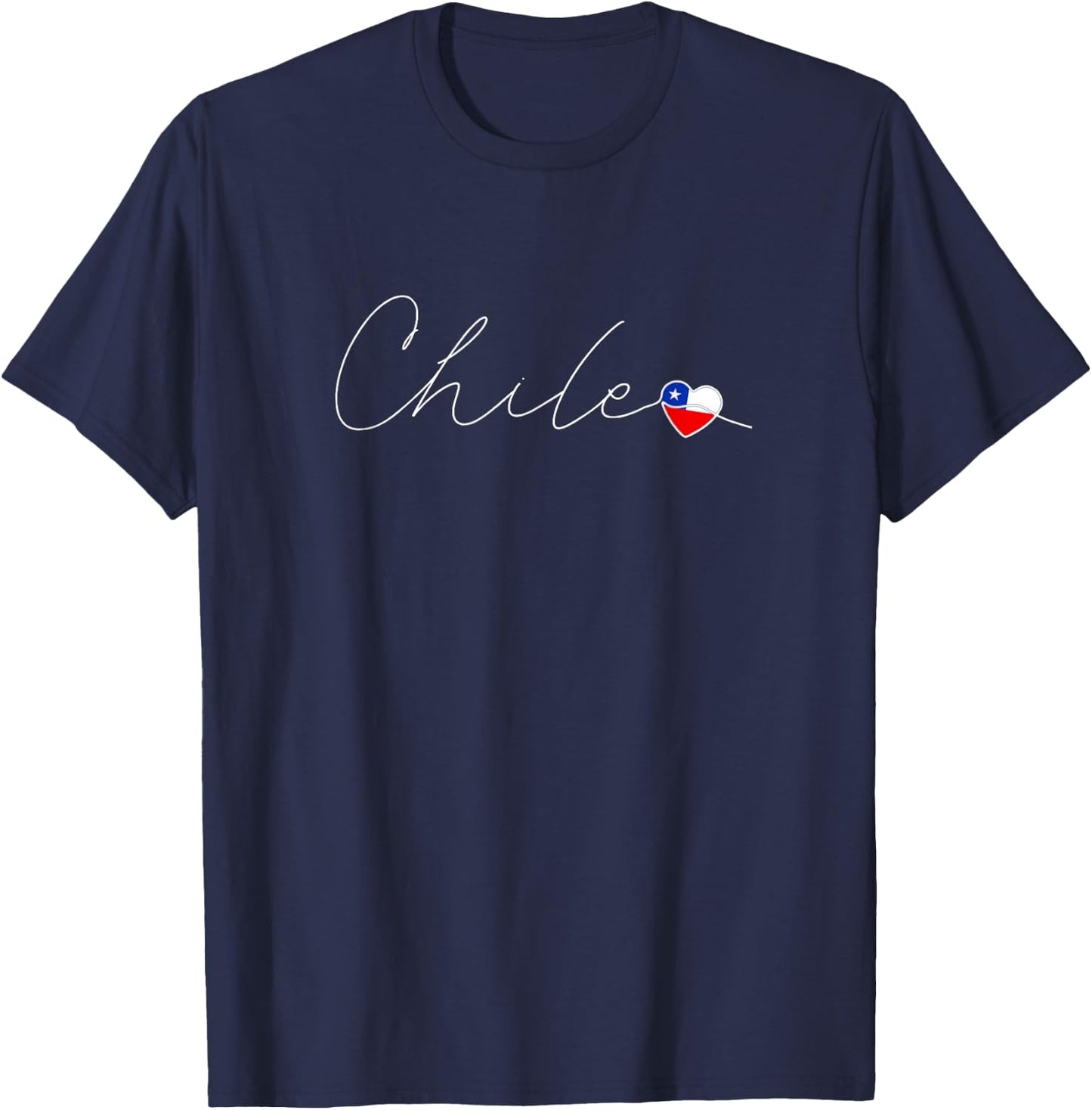 Chile Love Chilean Flag and Heart on Chile T-Shirt - T-Shirt | Navy