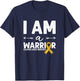 I Am A Warrior - Golden Ribbon Childhood Cancer Awareness T-Shirt - T-Shirt | Navy