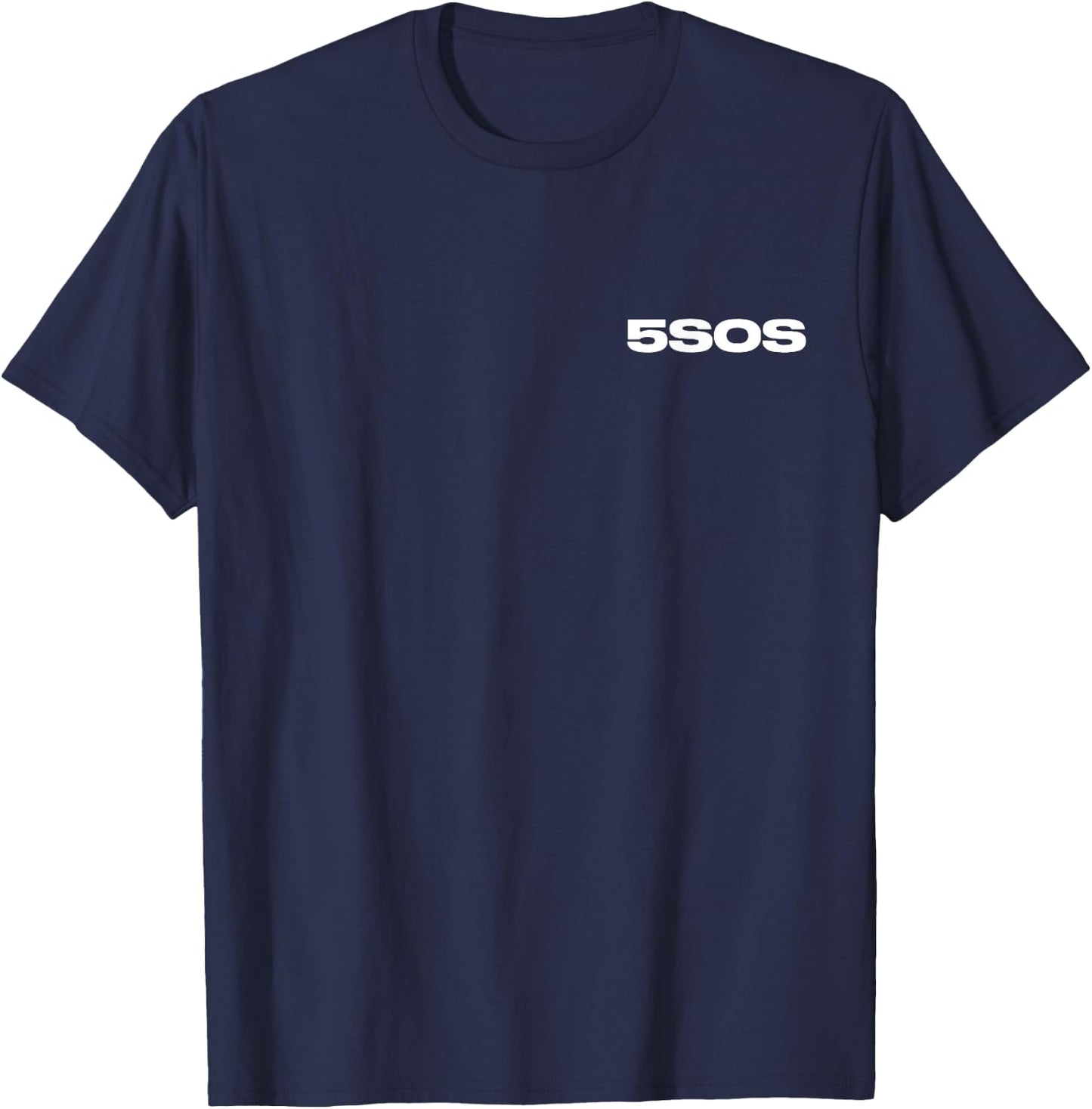 5 Seconds of Summer - Logo Wildflower Back Print T-Shirt - T-Shirt | Navy