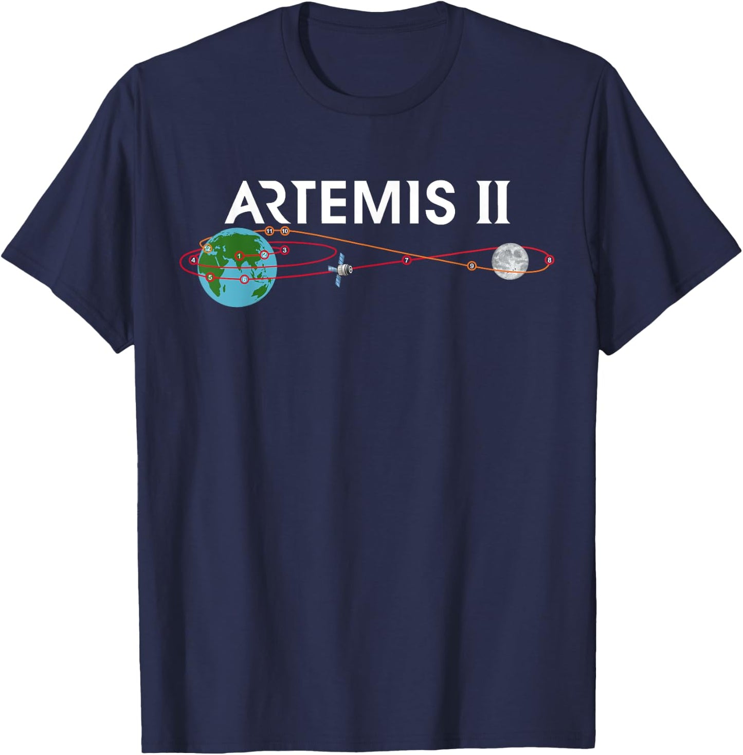 Artemis 2 Route Map SLS Rocket Launch Mission To The Moon T-Shirt - T-Shirt | Navy